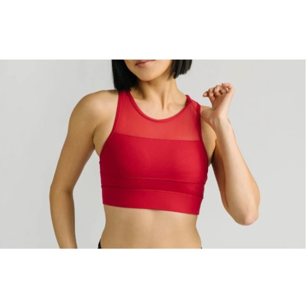 ZYIA Active Red All Star Bra High Neck Mesh Zipper Back 406L Womens NWT